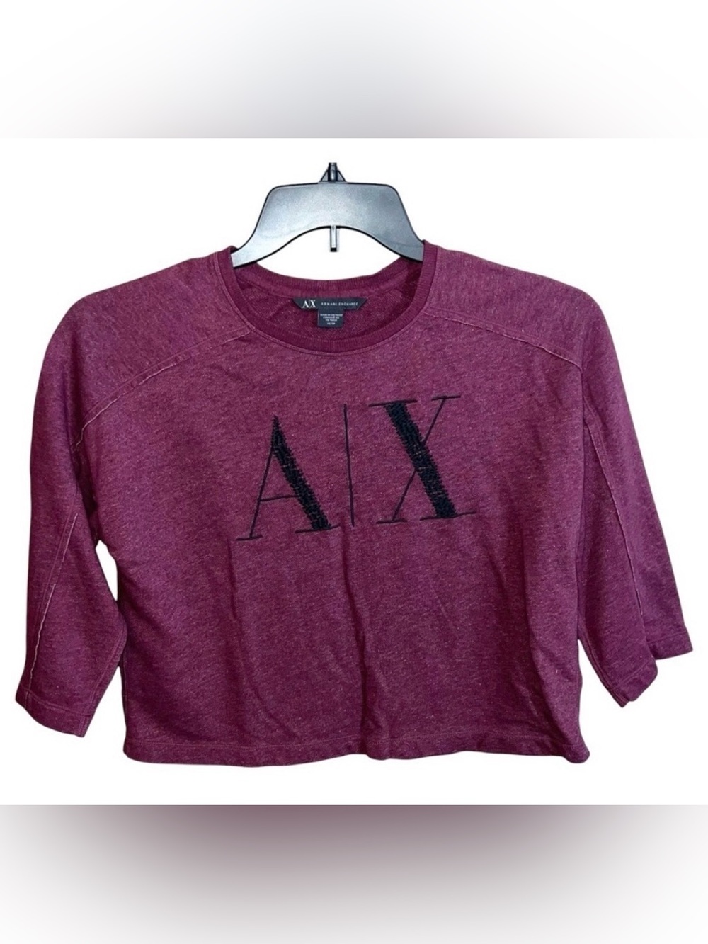 Armani Exchange Shirt Women’s Size XS Burgundy Crop Top Long Sleeve Casual